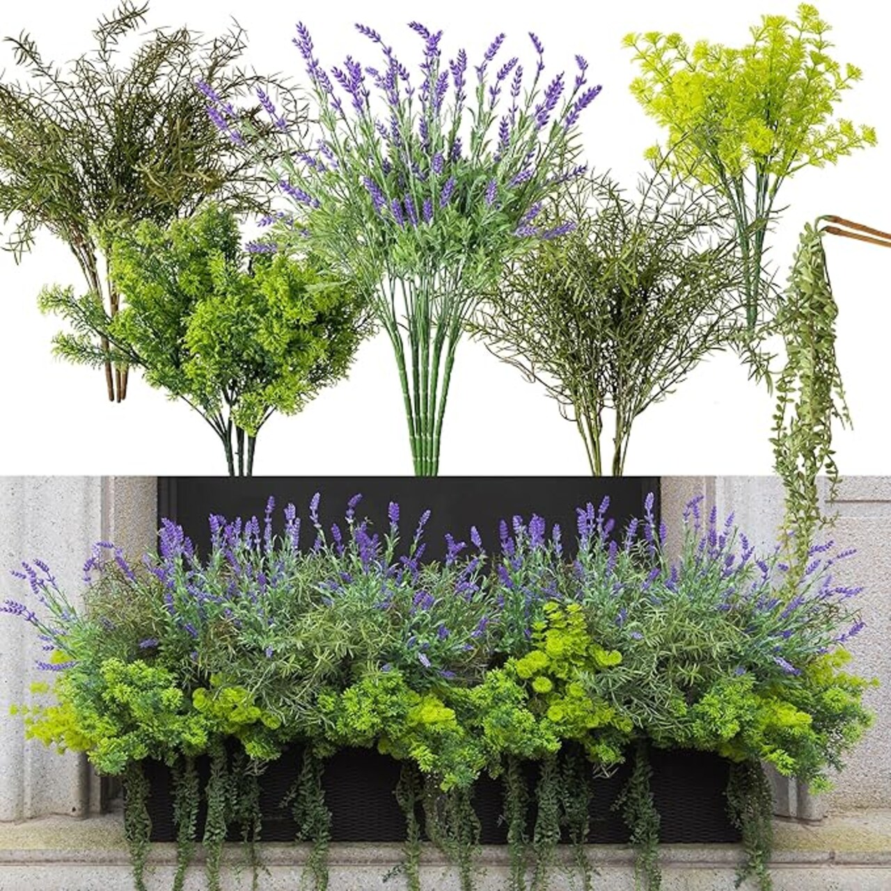 117 Bunches UV Resistant Fake Plants Outdoor – Artificial Greenery Bushes, Faux Eucalyptus Shrubs for Garden, Patio, Front Porch, Yard & Home Decor
